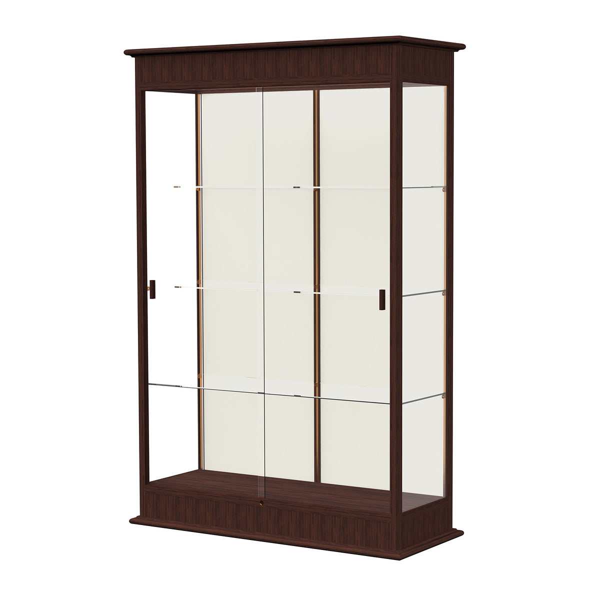 Waddell Varsity Sliding Doors Lighted Display Case, 48W By 77H By 18&quot; D, Plaque Back With Espresso Finish