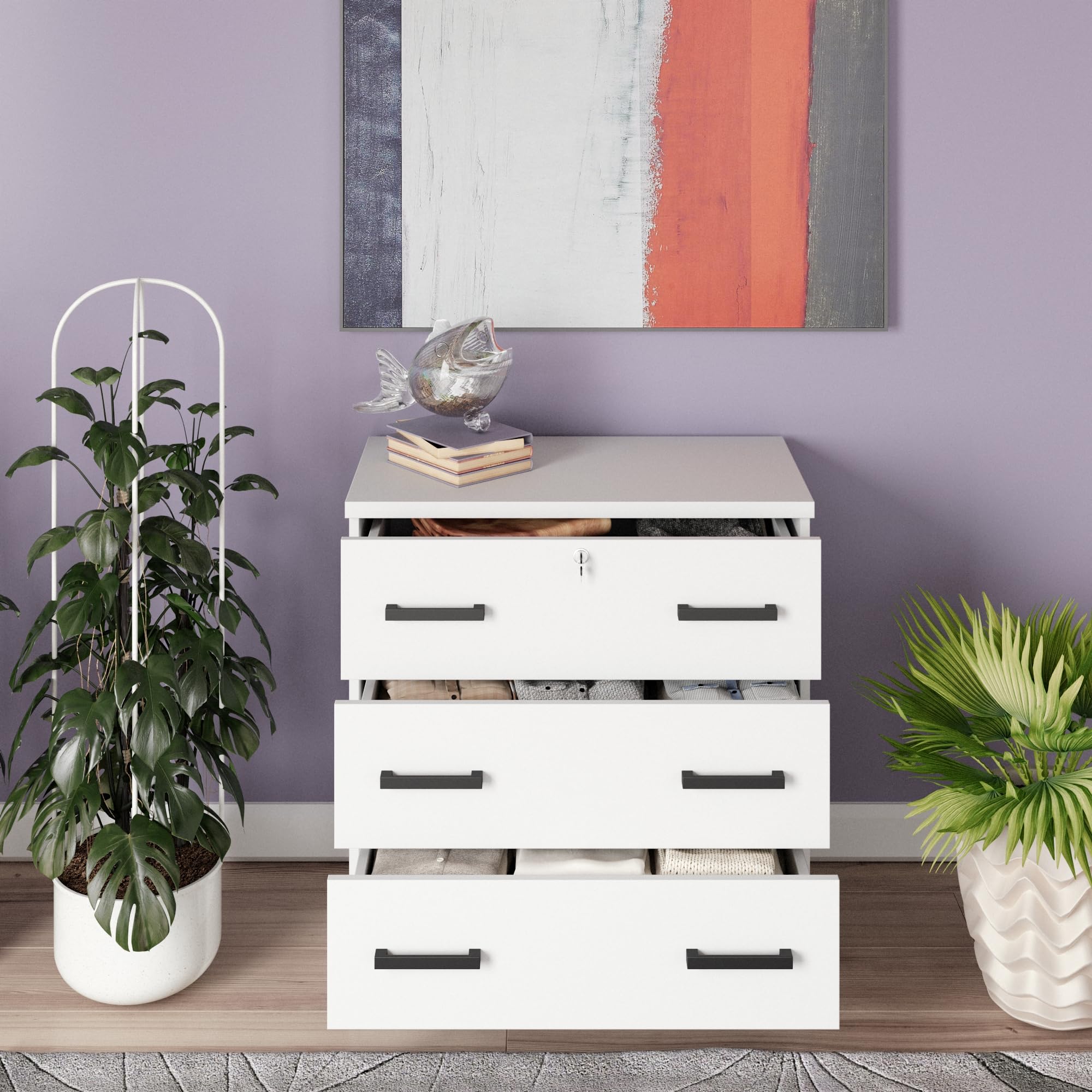 Woodpeckers Furniture And Mattress 3 Drawers Chest (White)