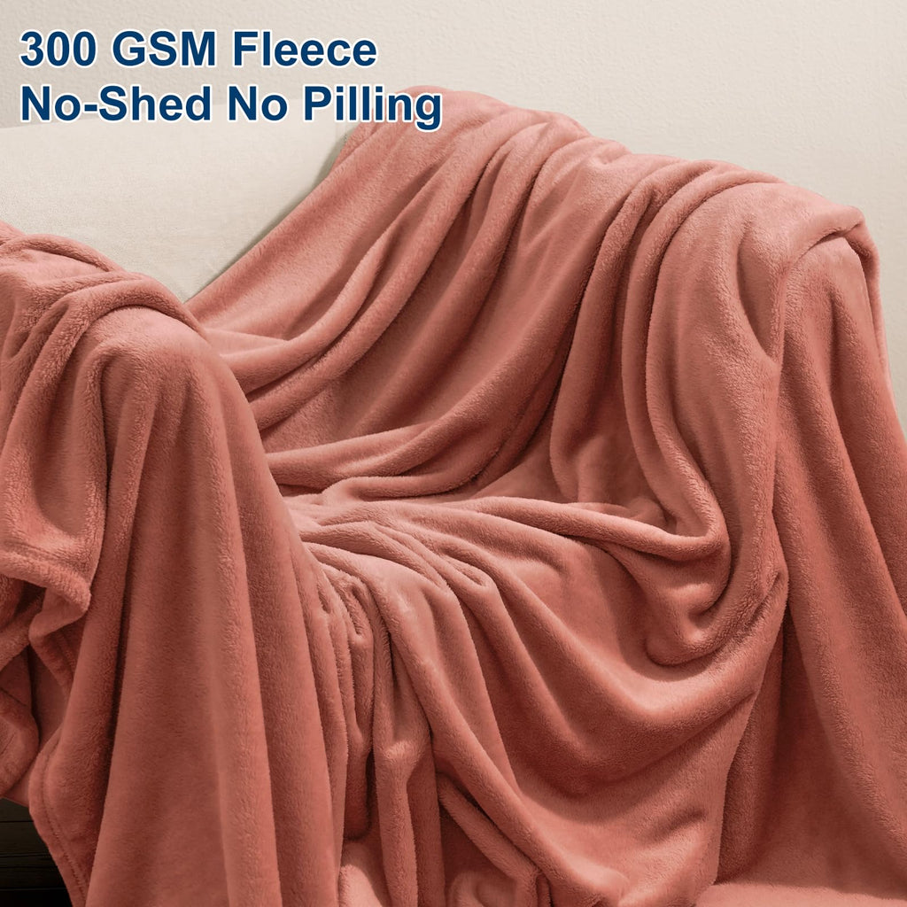 Phf Ultra Soft Fleece Blanket Twin Size, No Shed No Pilling Luxury Plush Cozy 300Gsm Lightweight Blanket For Bed, Couch, Chair, Sofa Suitable For All Season, 66' X 90', Brick Red