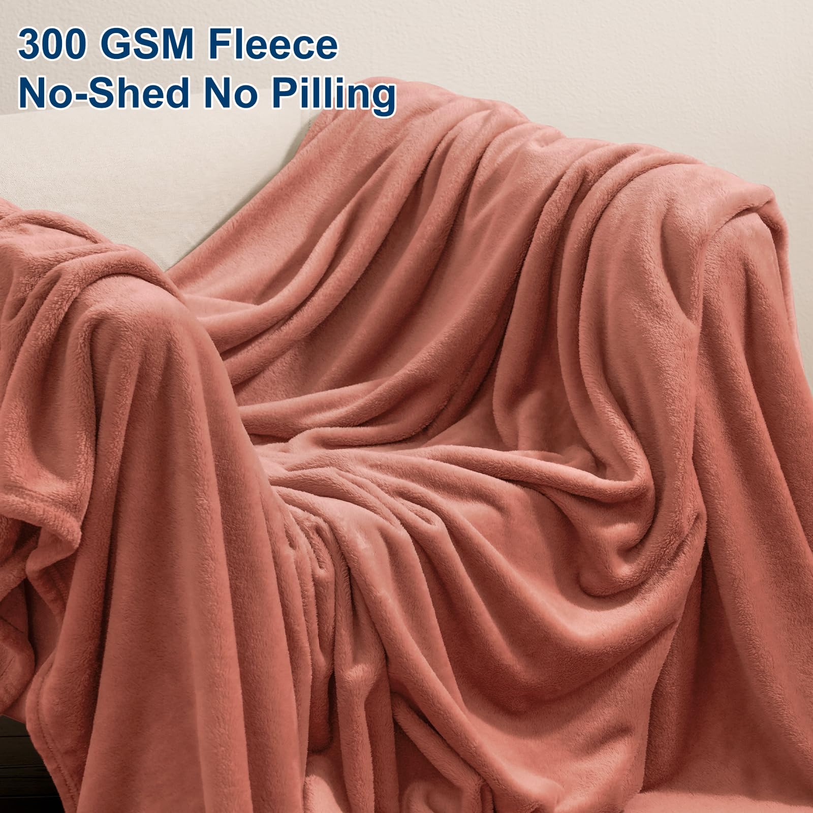 Phf Ultra Soft Fleece Blanket Twin Size, No Shed No Pilling Luxury Plush Cozy 300Gsm Lightweight Blanket For Bed, Couch, Chair, Sofa Suitable For All Season, 66' X 90', Brick Red