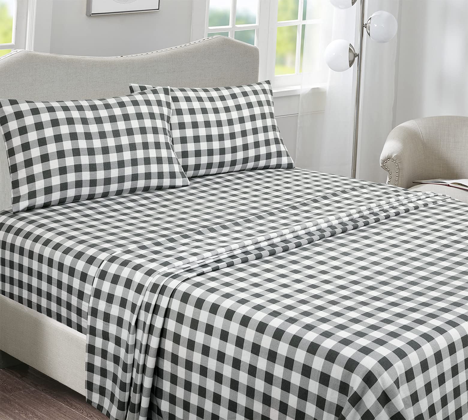 Briarwood Home 100% Cotton Printed Flannel Sheet Set 3 Piece Brushed Turkish Bedding Super Soft, Warm, Cozy, Deep Pocket & Breat