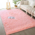 KCHOWUA Pink Fluffy Fuzzy Area Rugs for Bedroom Girls,5x8ft Machine Washable Plush Pastel Throw Large Rug for Living Room,Modern