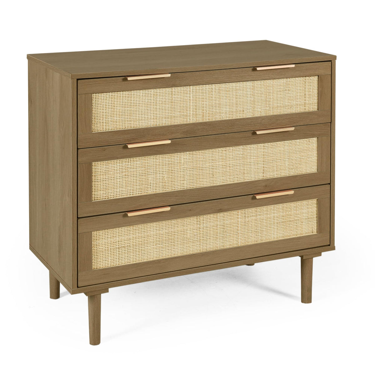 Hopubuy 3 Drawer, Rattan Dresser Modern Closet Dressers Chest Of Drawers, Wood Black Storage Chest For Kids, Hallway, Living Room