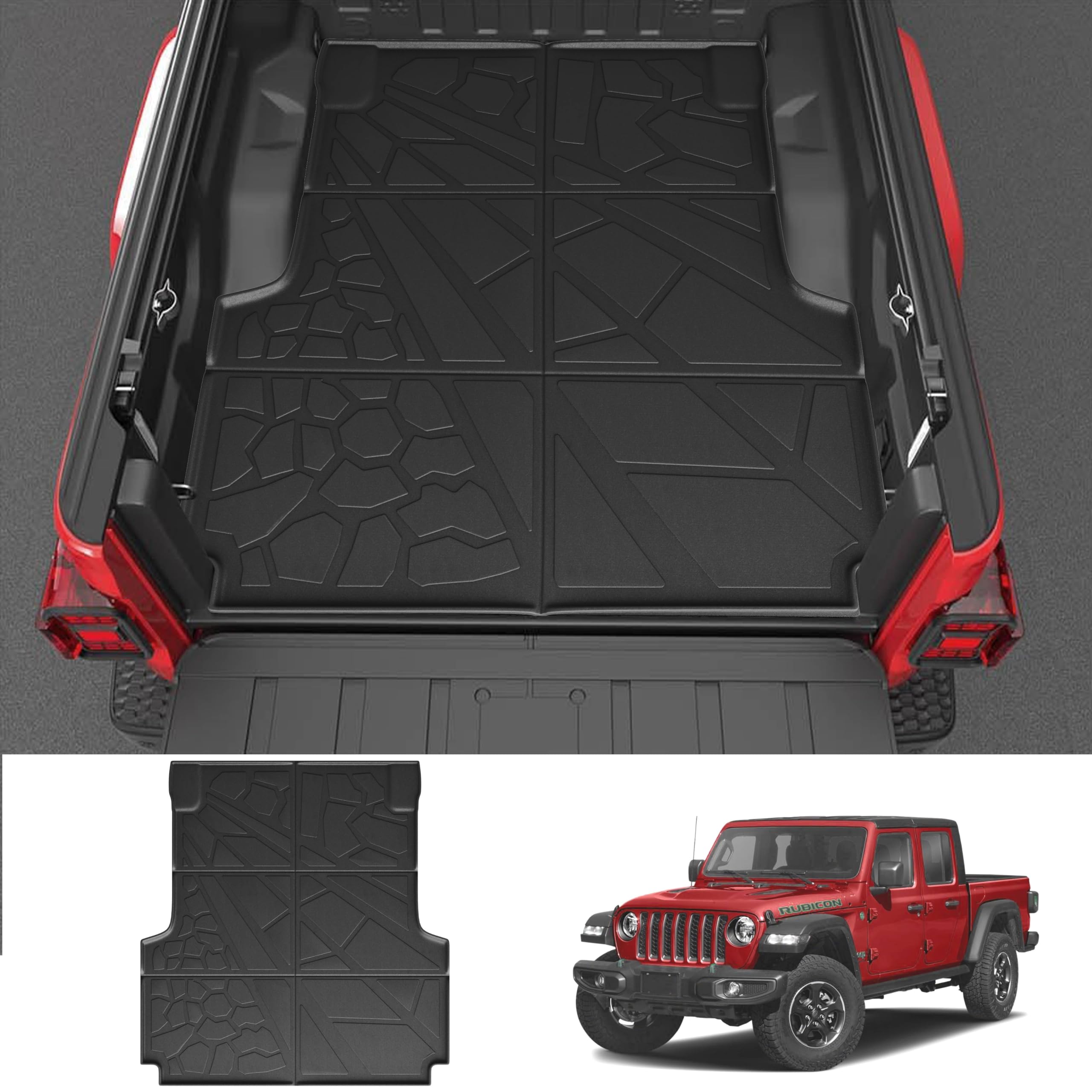 Karpal Truck Bed Mat Fit For 2020-2025 Jeep Gladiator (5Ft Bed), All-Weather Tpe Cargo Bed Liner For Jeep Gladiator Jt Accessori