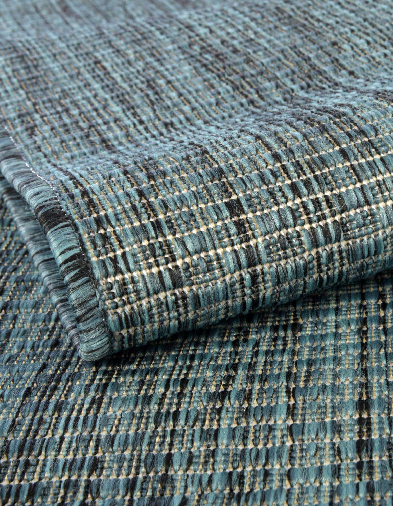 Unique Loom Outdoor Solid Collection Area Rug (5' 3'' Square Teal/Navy Blue)