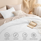 Andency White Comforter King Size, 3 Pieces Boho Bedding Set & Collections, Farmhouse Tufted Fluffy Bedding Comforter Sets For King Bed (1 Comforter 104X90In, 2 Pillowcases)