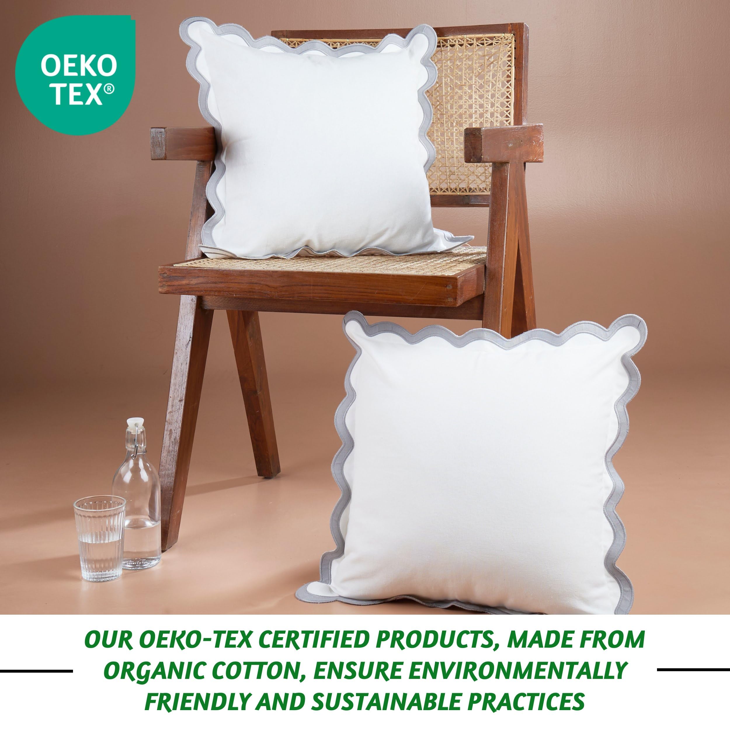 Folkulture Throw Pillow Covers 20X20, Scallop Pillow Cover Set Of 2 Decorative Throw Pillows For Couch, Cute Outdoor Pillows Or