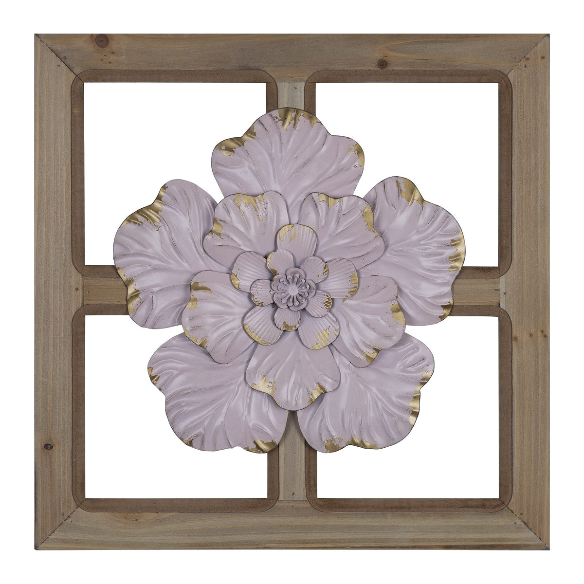 HomeRoots Multi MDF Pink Floral Wood and Metal Wall Decor