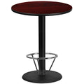 Flash Furniture Stiles 36'' Round Mahogany Laminate Table Top with 24'' Round Bar Height Table Base and Foot Ring