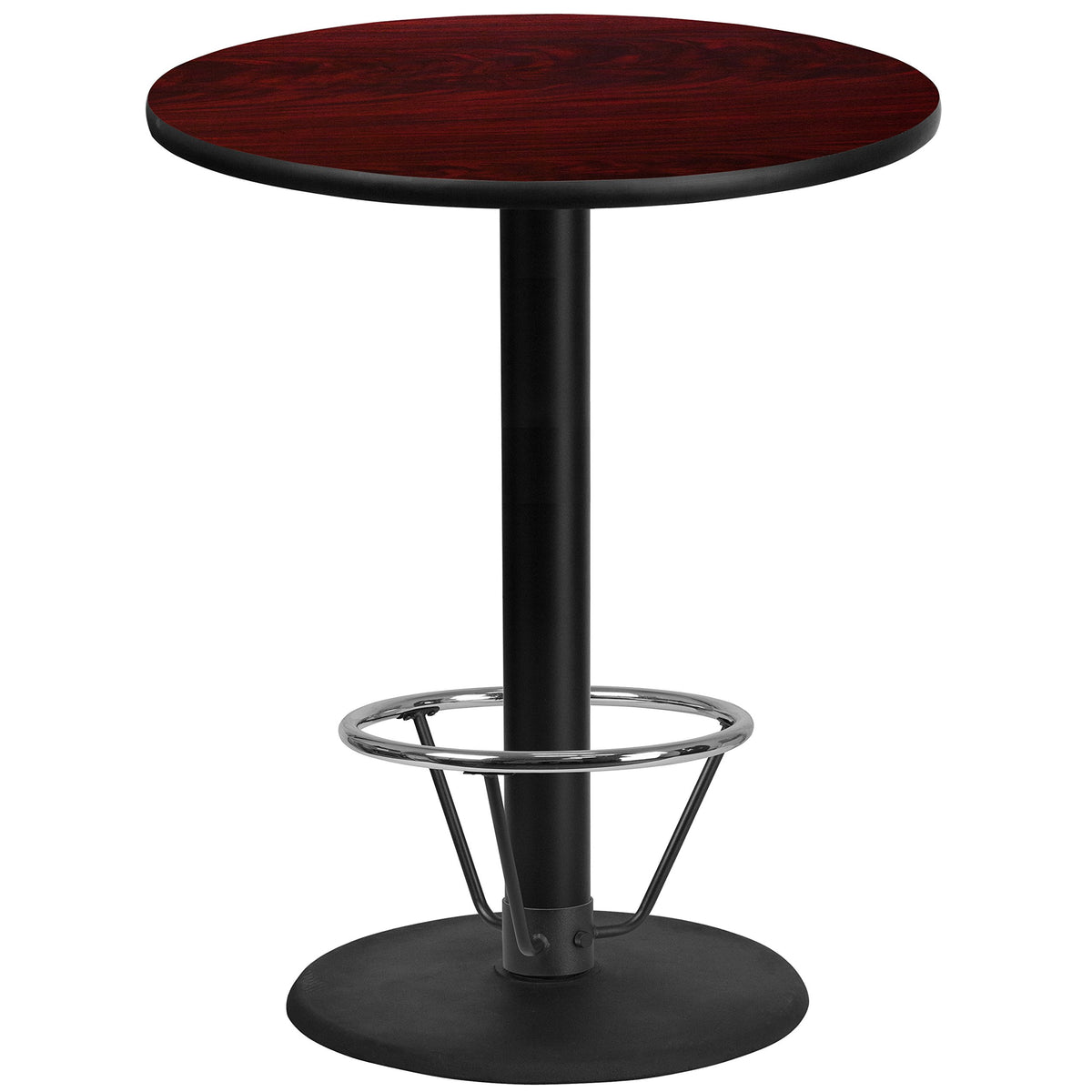 Flash Furniture Stiles 36'' Round Mahogany Laminate Table Top with 24'' Round Bar Height Table Base and Foot Ring