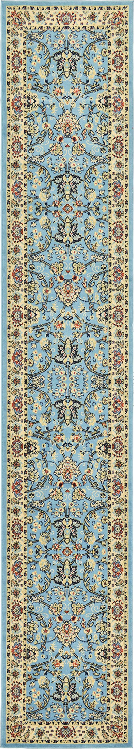 Unique Loom Sialk Hill Collection Area Rug - Washington (2 11 x 16 5 Runner Light Blue/Navy Blue)