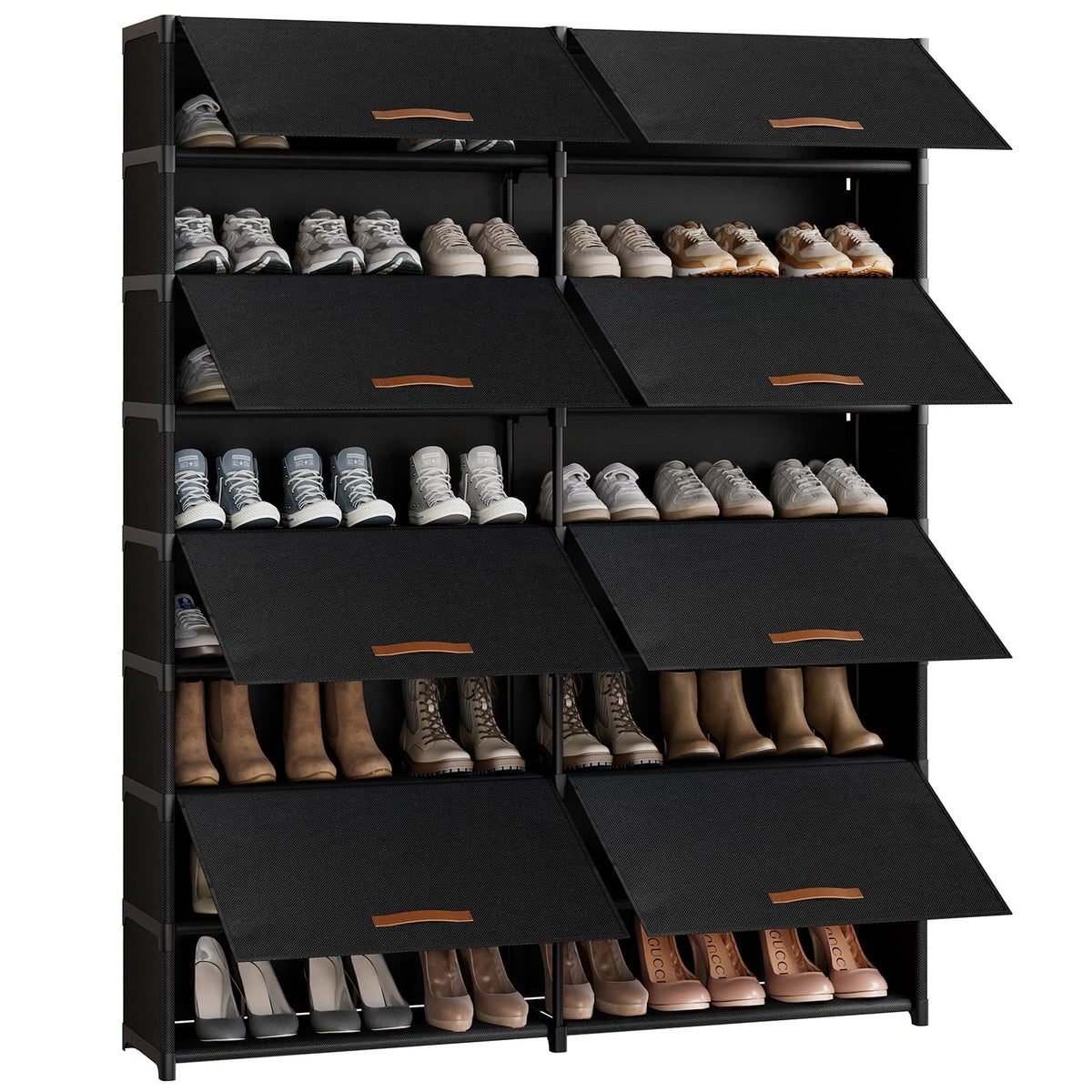 Gasvadivum 2 by 9 Tier Shoe Cabinet, 54Pair Storage for Closet,Black
