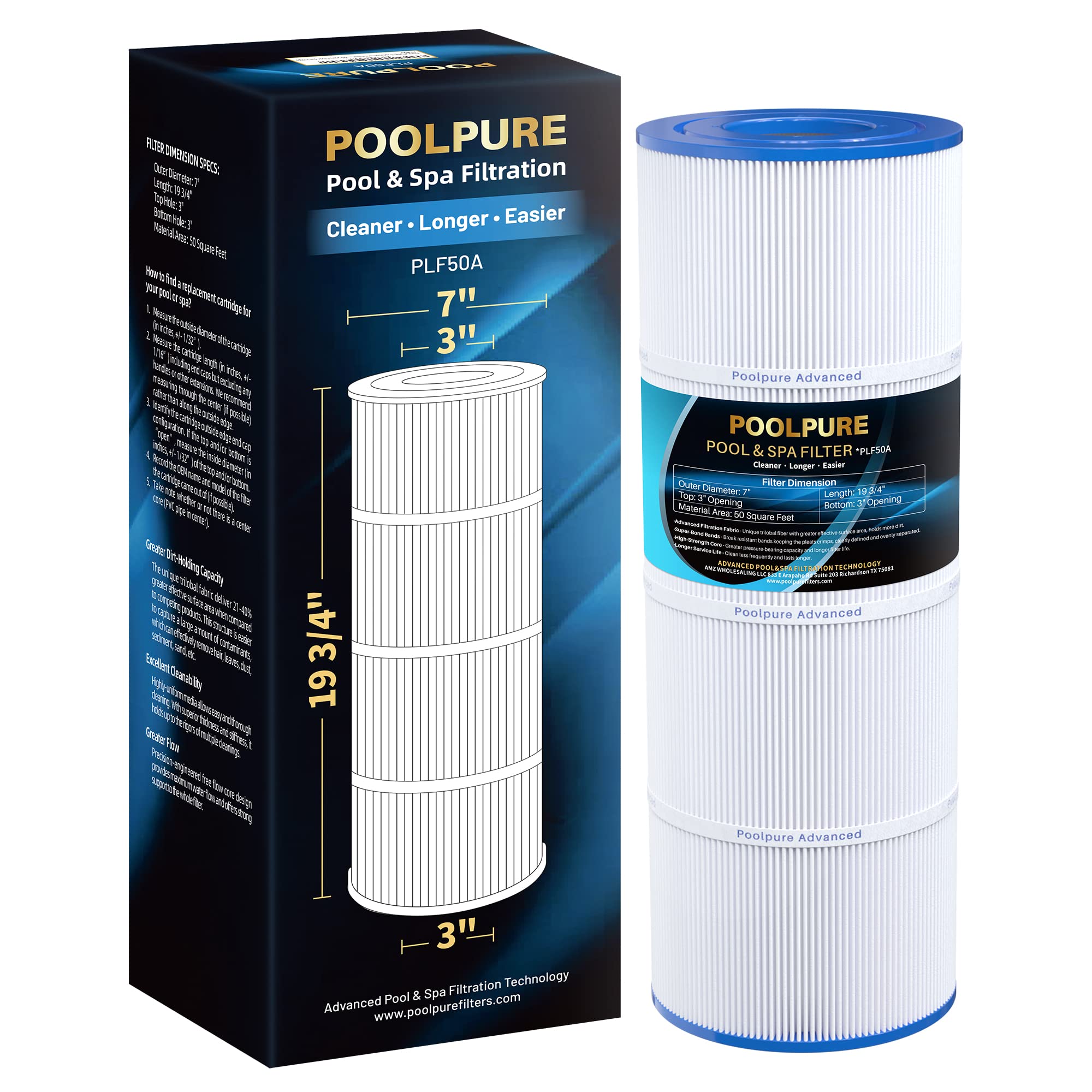 Poolpure Replacement Filter For Hayward C500, Cx500-Re, Pa50, Ultral-A11, Pp-A11, Unicel C-7656, Filbur Fc-1240, Fc-0625, Fc-062