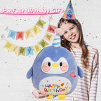 Arelux 18In Cute Penguin Plush Soft Penguin Stuffed Animal Birthday Pillow Plushie Toy Happy Birthday Party Decoration Plushies