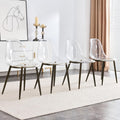 Baysitone Clear Dining Chairs Set Of 4, Modern Kitchen Chairs With Transparent Seat, Acrylic Accent Side Chairs With Plating Met