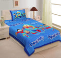 AC FASHION Rajasthani Jaipuri Traditional Sanganeri Doraemon Print 144 TC 100% Cotton Single Size Bedsheet with one Pillow Cover