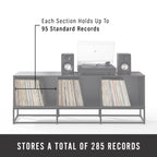 Crosley Furniture Enzo Large Vinyl Record Storage TV Stand and Entertainment Center, Media Console, Black