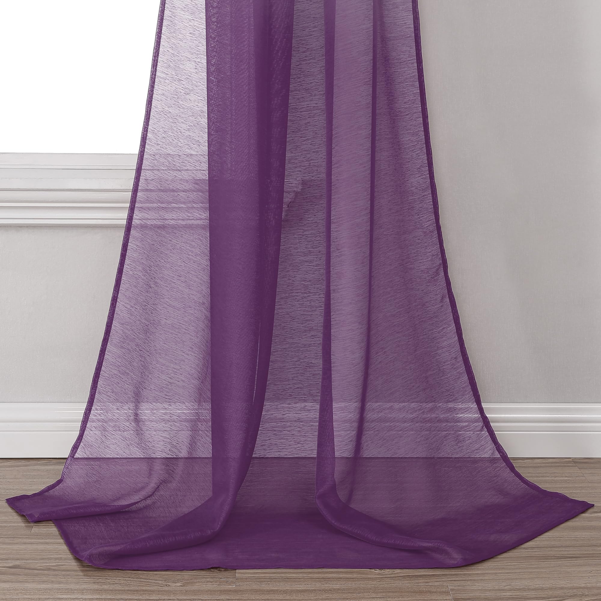 Donren Royal Purple Window Scarf For Background - Luxury Soft Sheer Scarf Add To Window Curtains For Enhanced Effect (52 By 216
