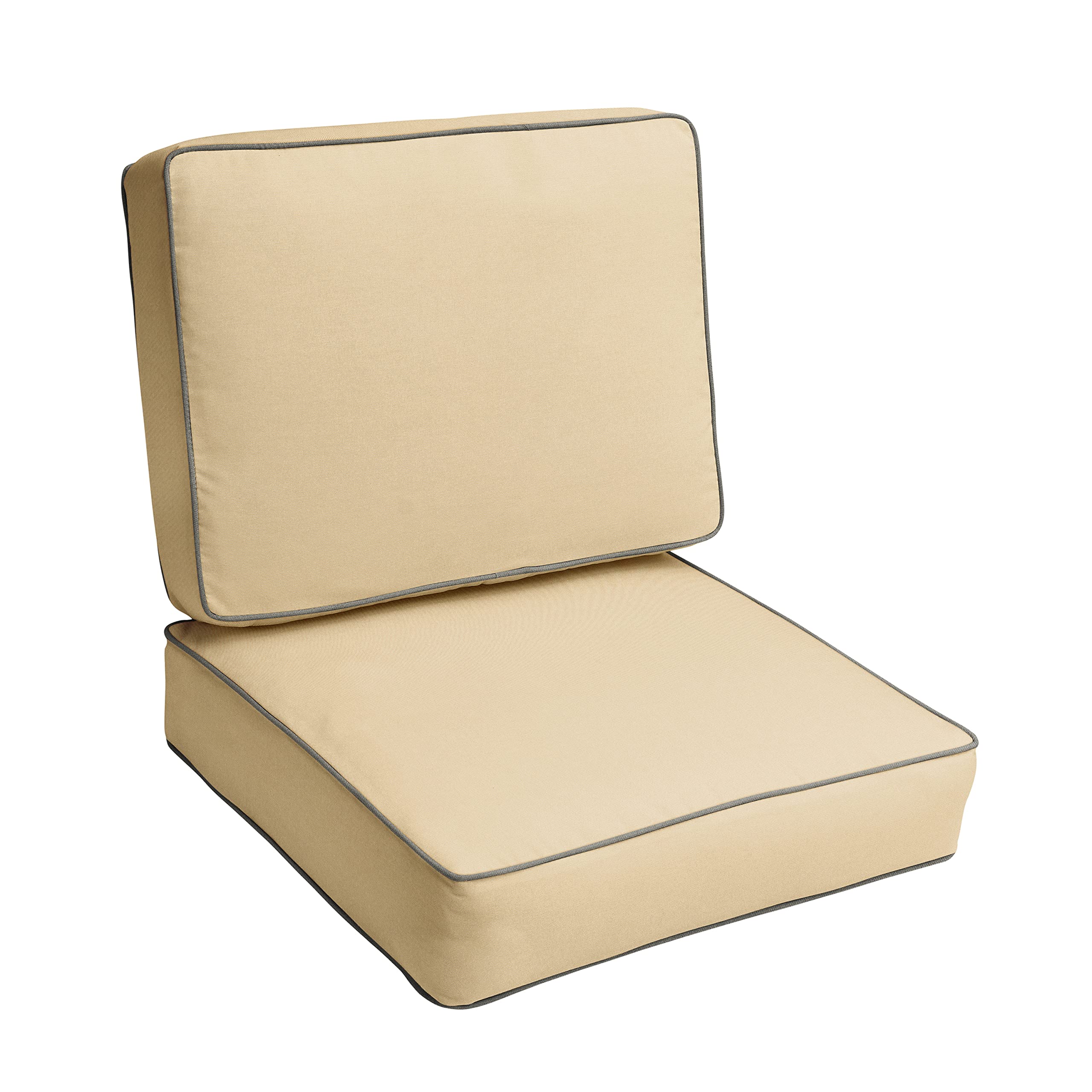 Sorra Home Indoor/Outdoor Corded Deep Seating Cushion Set-It12068Spec, 23.5 In X 23 In X 5, Canvas Antique Beige 72 Count