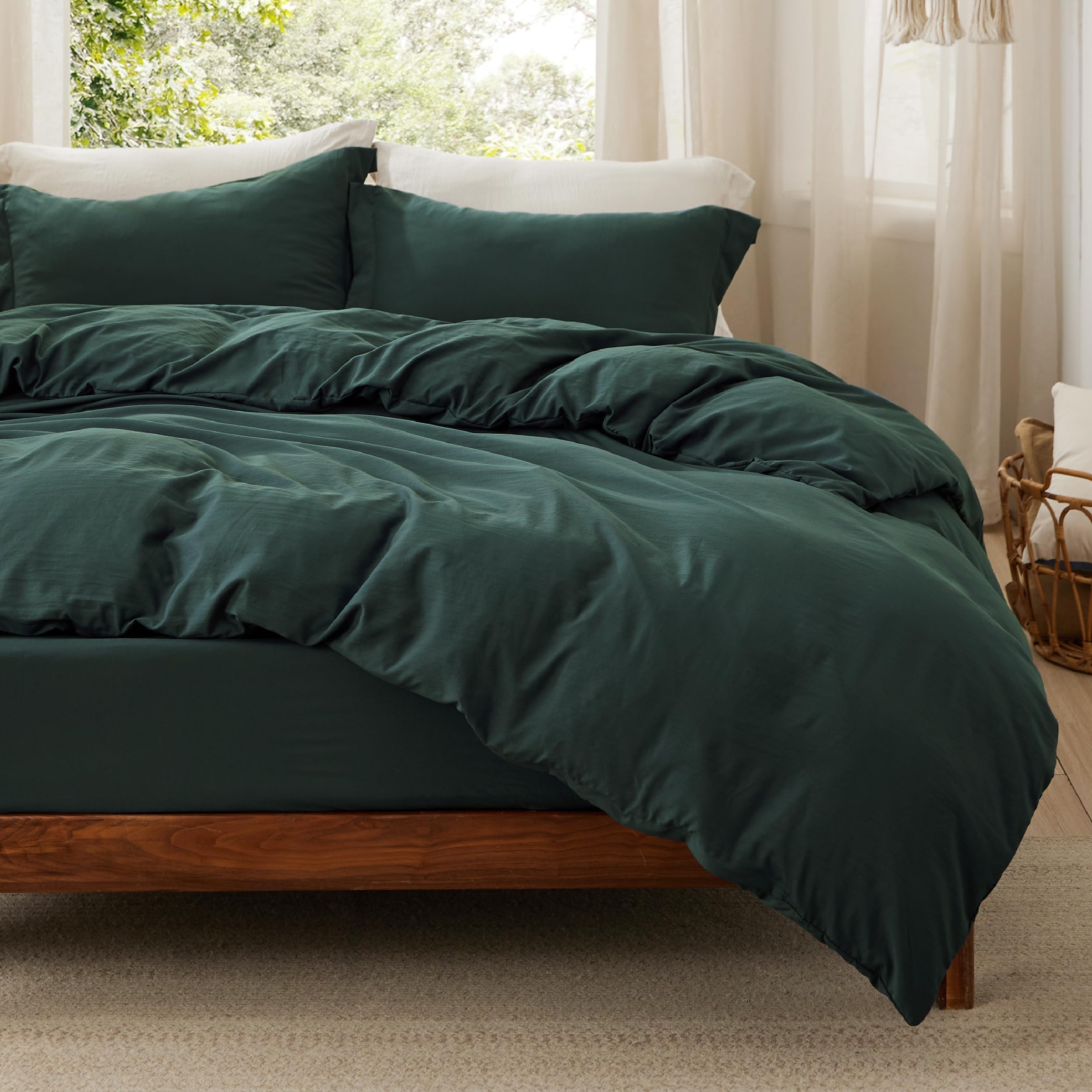 Bedsure Duvet Cover Full Size With Fitted Sheet - 4 Pieces Prewashed Extra Soft Bedding Set, Includes 1 Duvet Cover 80X90 Inches