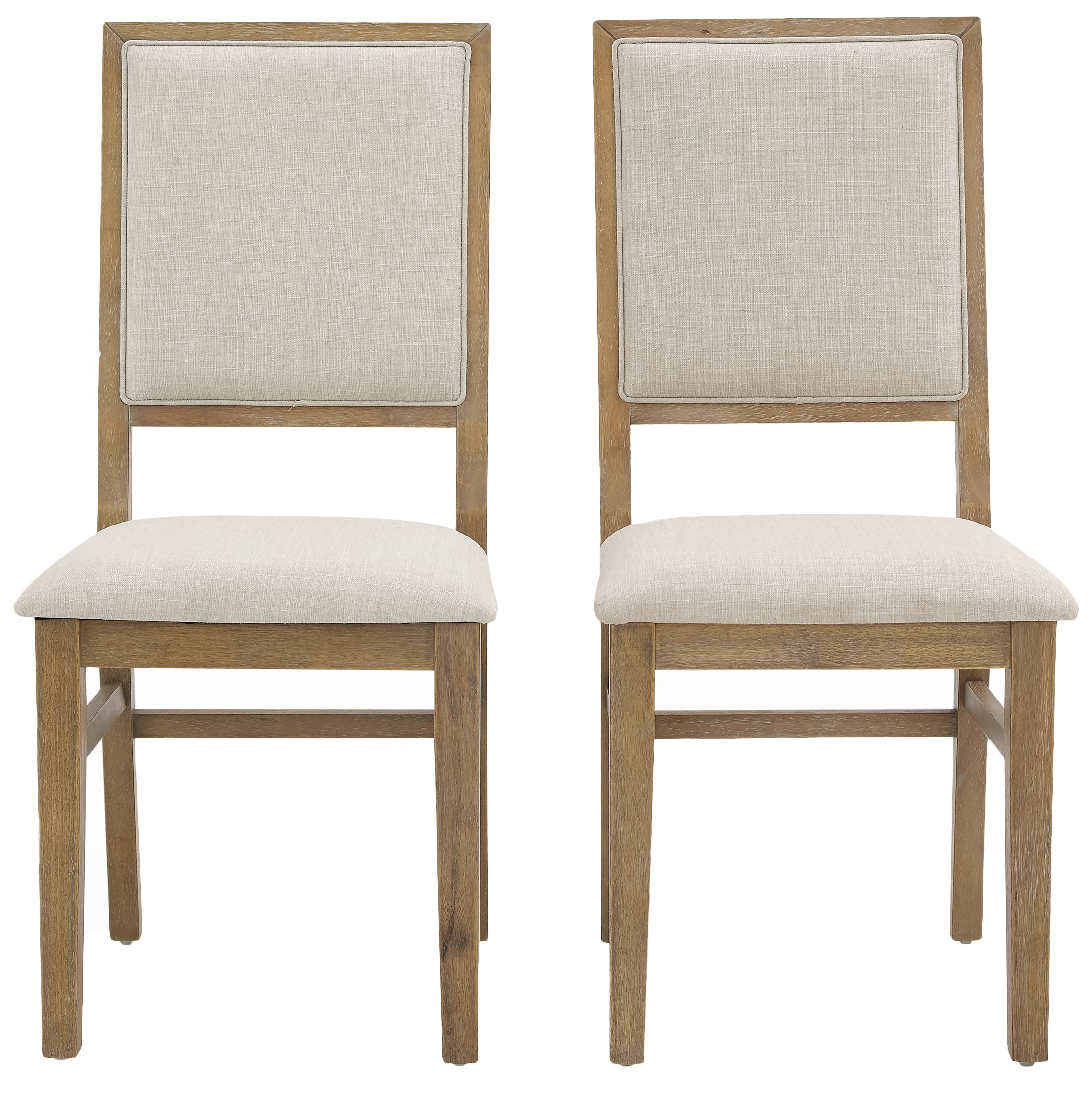 Crosley Furniture Joanna Modern Farmhouse Upholstered Wood Back Dining Chairs Set of 2, Rustic Brown/Creme