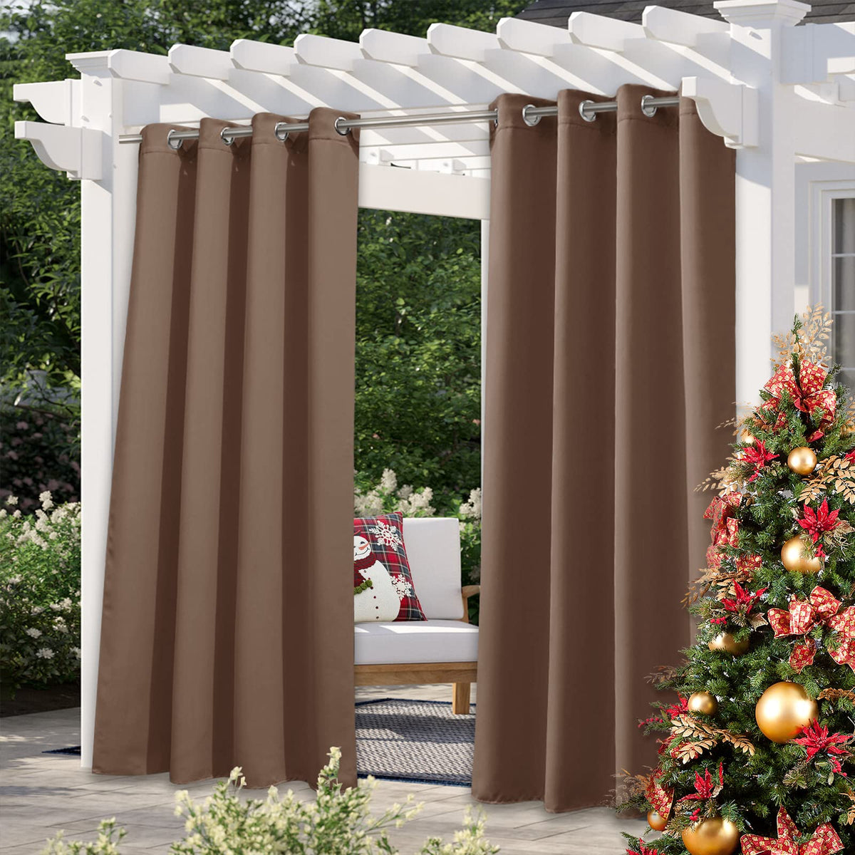 Nicetown Outdoor Divider Curtain Waterproof For Patio 84 Inch Length, Vertical Blinds Blackout Thermal Insulated Stainless Steel