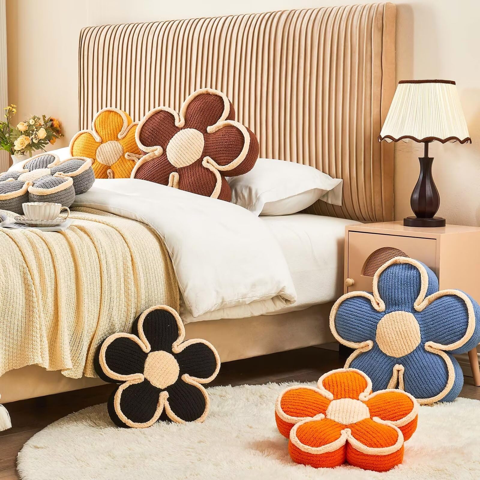 Kcvvcr Flower Pillow, Soft Flower Shaped Floor Cushion, Flower Decorative Throw Pillow, Cute Flower Seating Cushion, Flower Room
