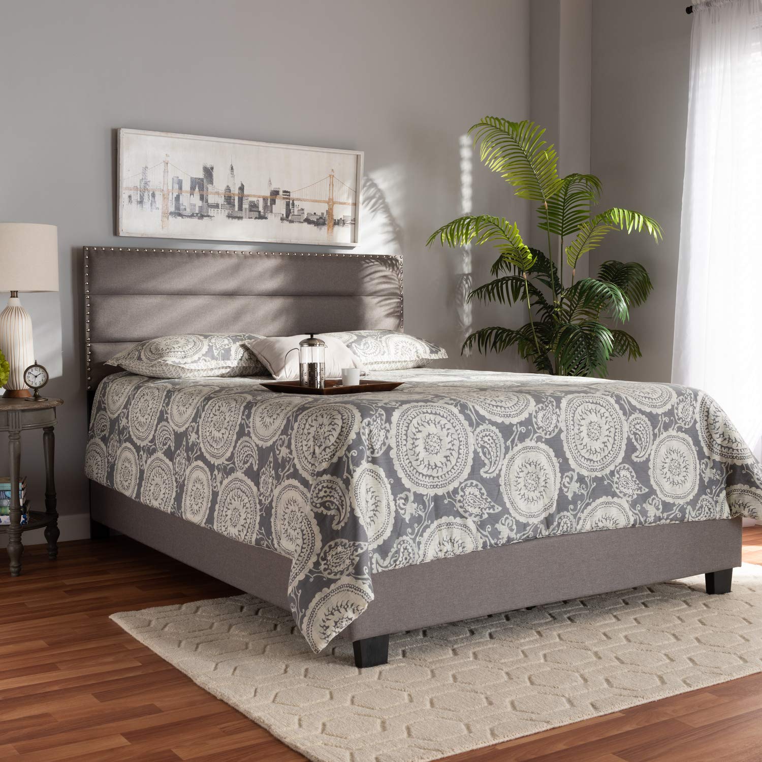 Baxton Studio Ansa Modern and Contemporary Grey Fabric Upholstered Full Size Bed