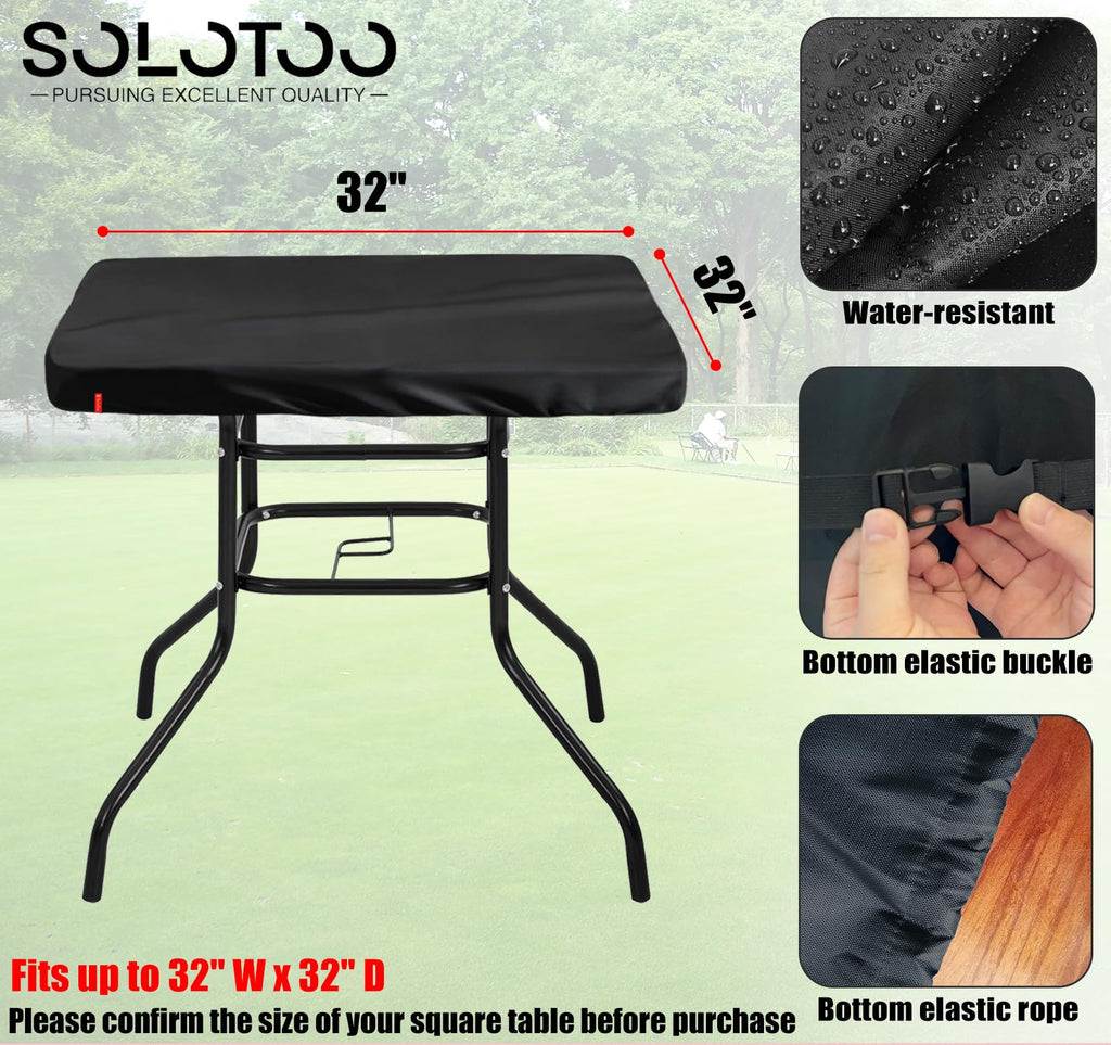 Solotoo Outdoor Square Table Cover,Waterproof Anti-Uv Patio Square Table Top Covers,Fits 32 X 32 Inches Square Patio Furniture (