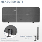 Vivo Clamp-On/Screw-On 60 X 24 Inch Privacy Panel, Sound Absorbing Cubicle Desk Divider, Acoustic Partition, Dark Gray, Pp-1-V060D