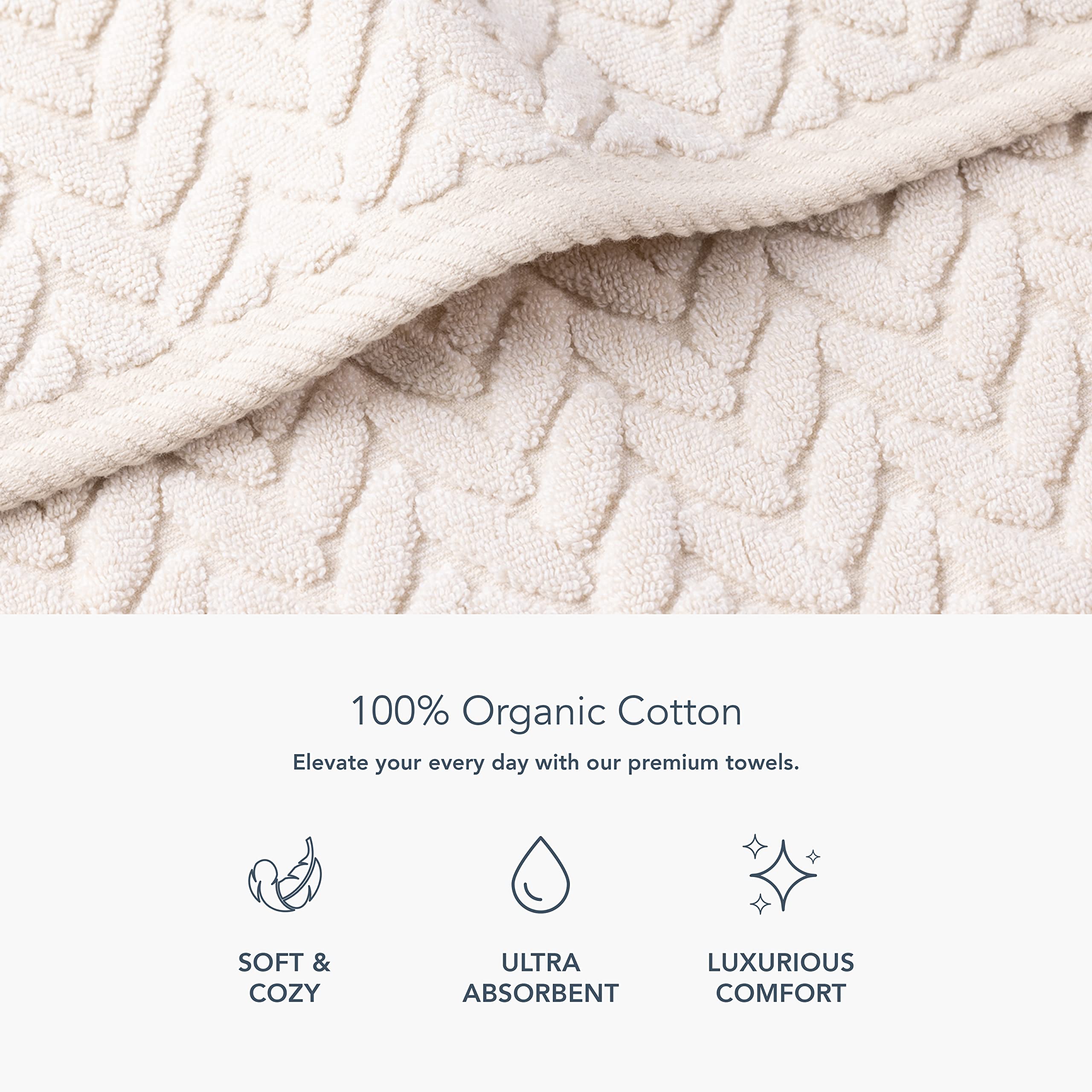 Texere 100% Organic Cotton Jacquard 650 Gsm Premium Bath Towel Sets - Extra Absorbent Quick Dry And Plush, 2 Large Bath Towels,
