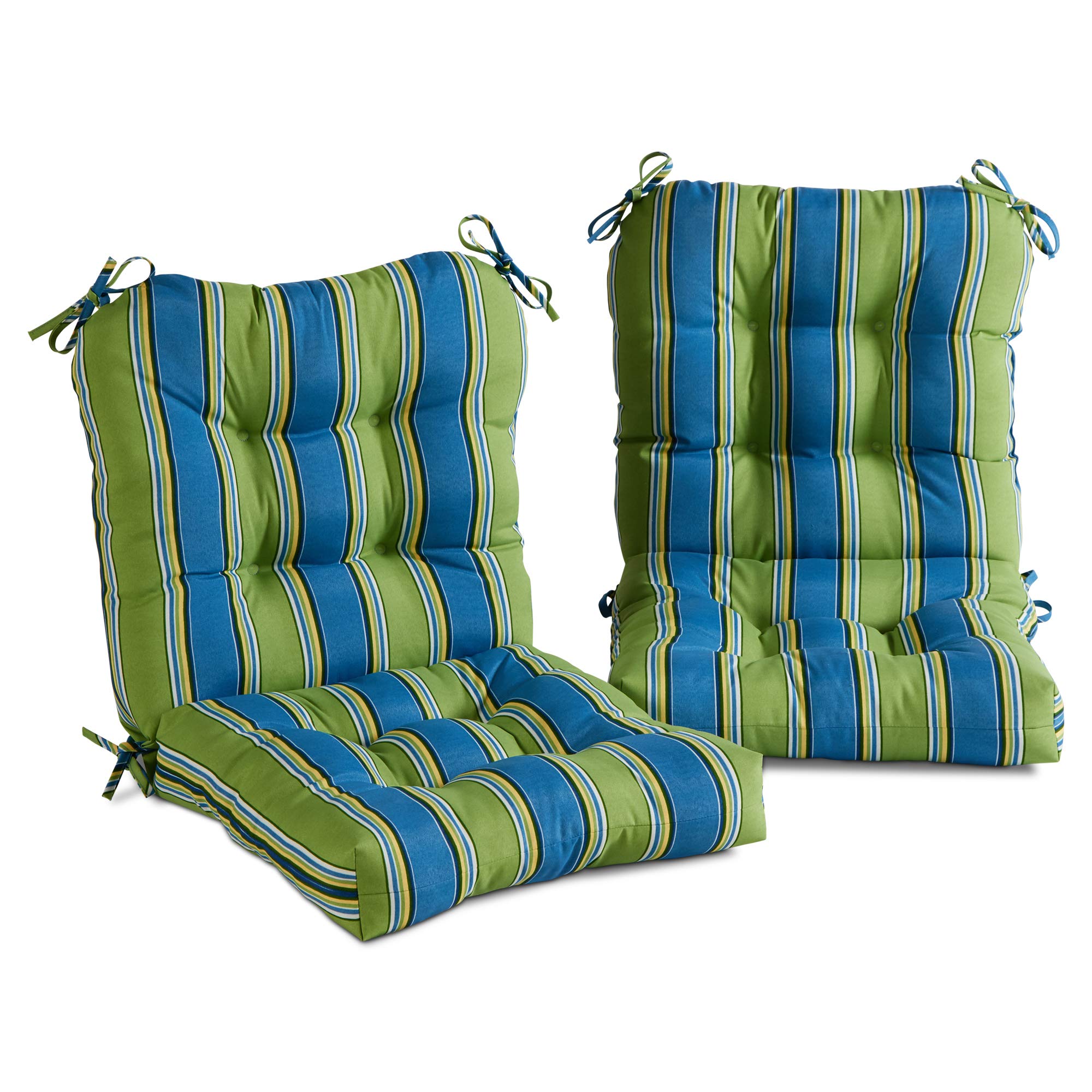 Greendale Home Fashions Outdoor Seat/Back Chair Cushion, 2 Count (Pack Of 1), Belize Stripe