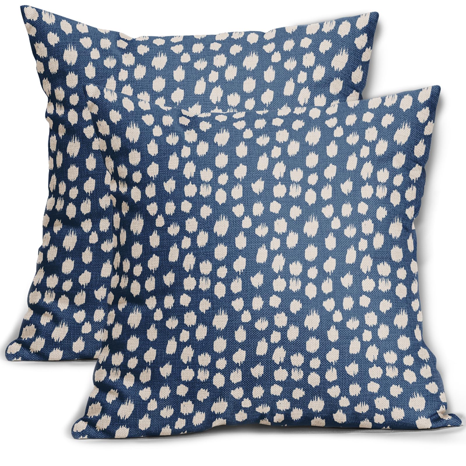 Sweetshow Blue Cream Dots Pillow Covers 18X18 Set Of 2 Boho Design Polka Dot Throw Pillows Modern Trendy Print Outdoor Decorativ