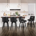 AMICLIBER Counter Height Swivel Bar Stools Set of 4, 26 Inch Bar Stools with Footrest, Faux Leather Upholstered Barstools with B