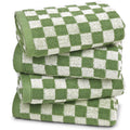 Jacquotha Green Hand Towels for Bathroom Set of 4 - Cute Checkered Hand Towel for Kitchen Home Decor, Lightweight Bathroom Towel
