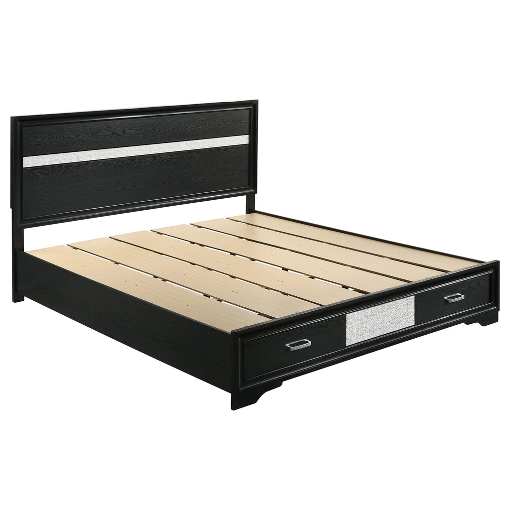 Coaster Home Furnishings Miranda Contemporary Wood California King Size Storage Panel Bed Frame 50-inch Headboard Black 206361KW