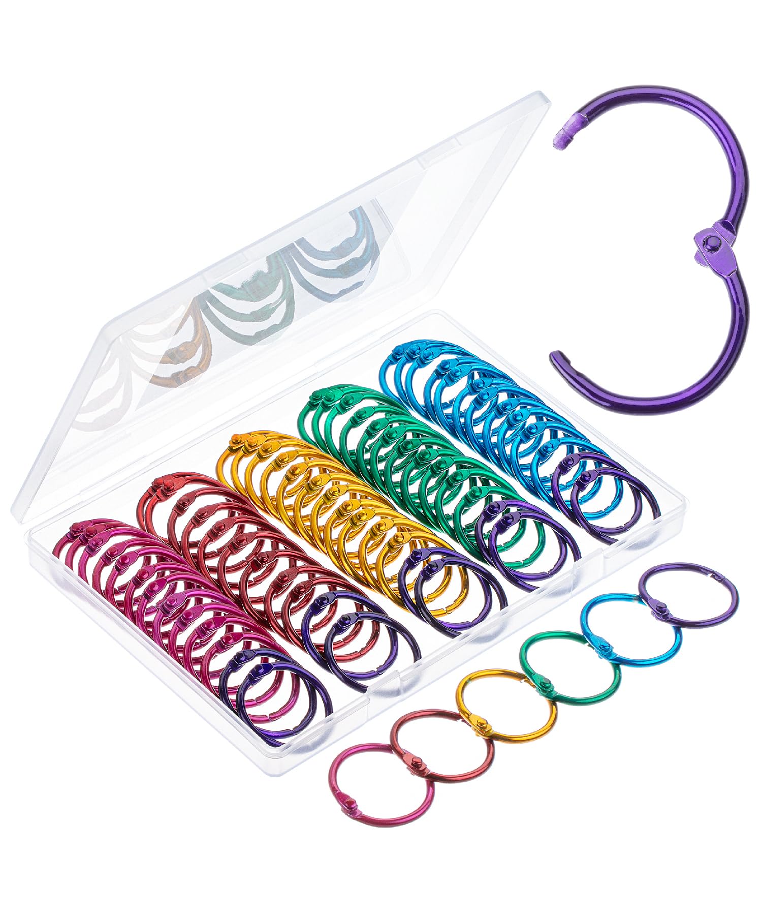 Mr. Pen- Loose Leaf Binder Ring, 72 Pack, Assorted Colors Binder Rings 1 Inch, Book Rings, Metal Rings For Index Cards, Index Ca