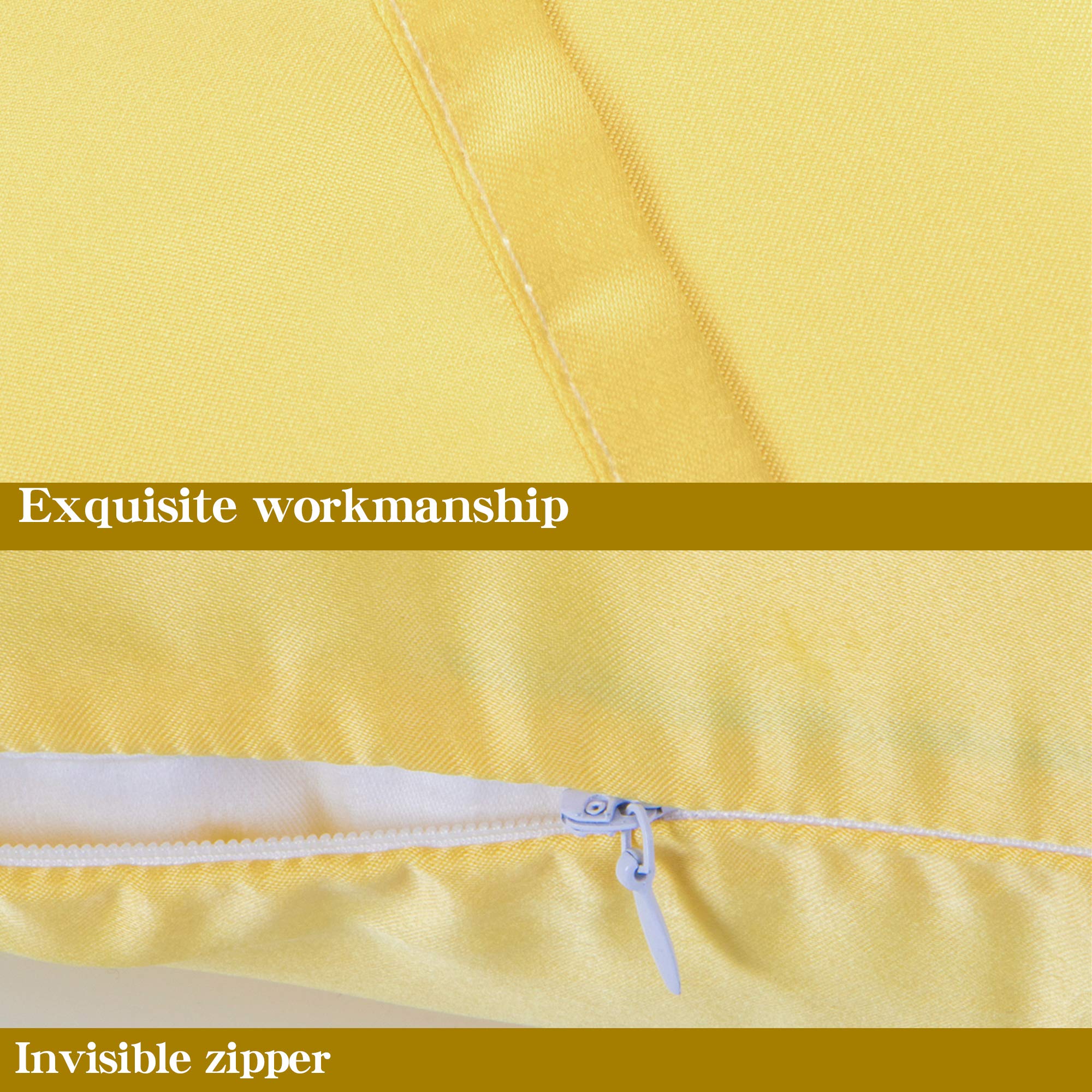 Ntbay Zippered Satin Body Pillow Pillowcase, Silky Slip Cooling Body Pillow Cover, Long Side Hidden Zipper, 20X54 Inches, Yellow