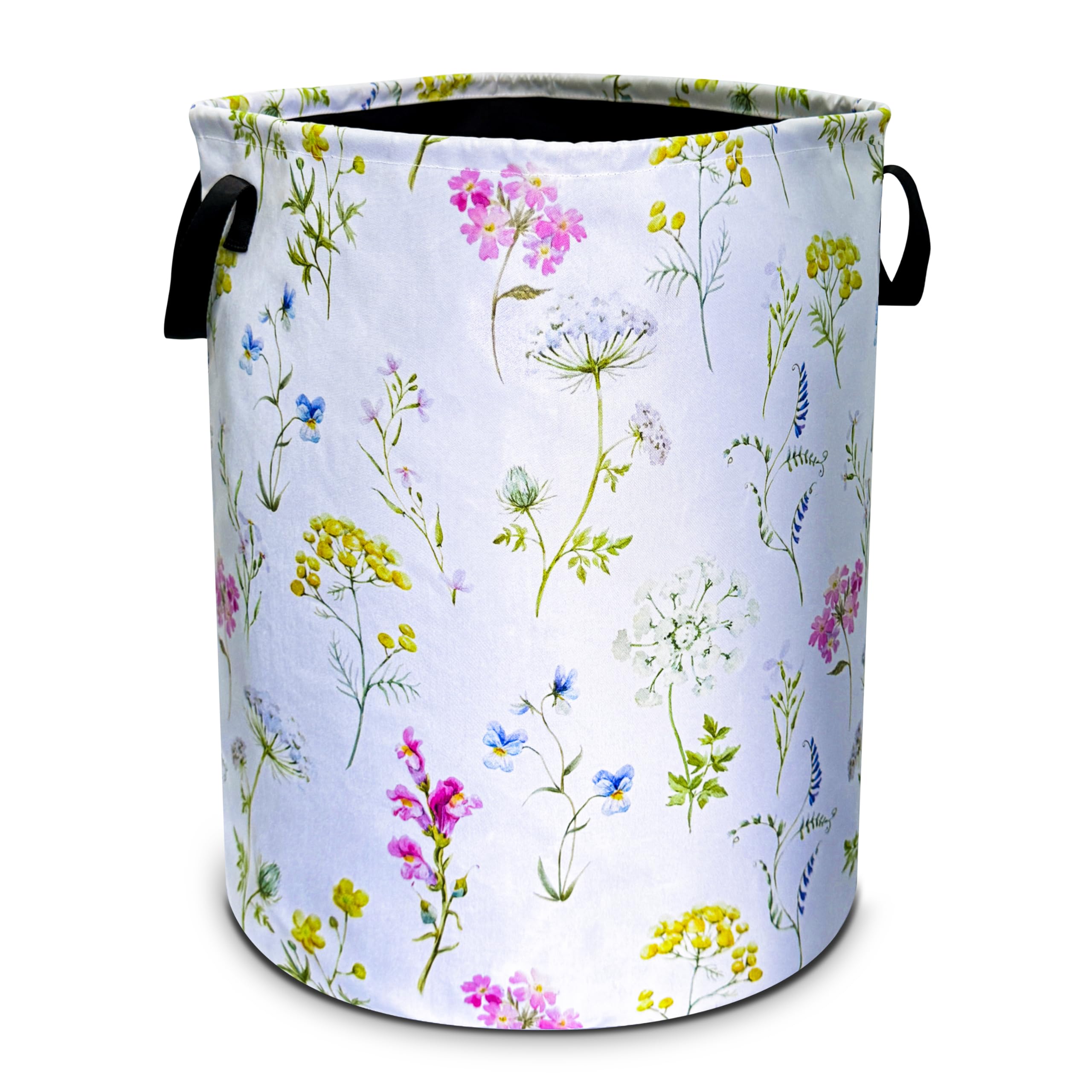 Colorful Flowers Laundry Basket Floral Foldable Waterproof Oxford Cloth Funny Tote Bag Laundry Hamper Clothes Storage Bucket Toy