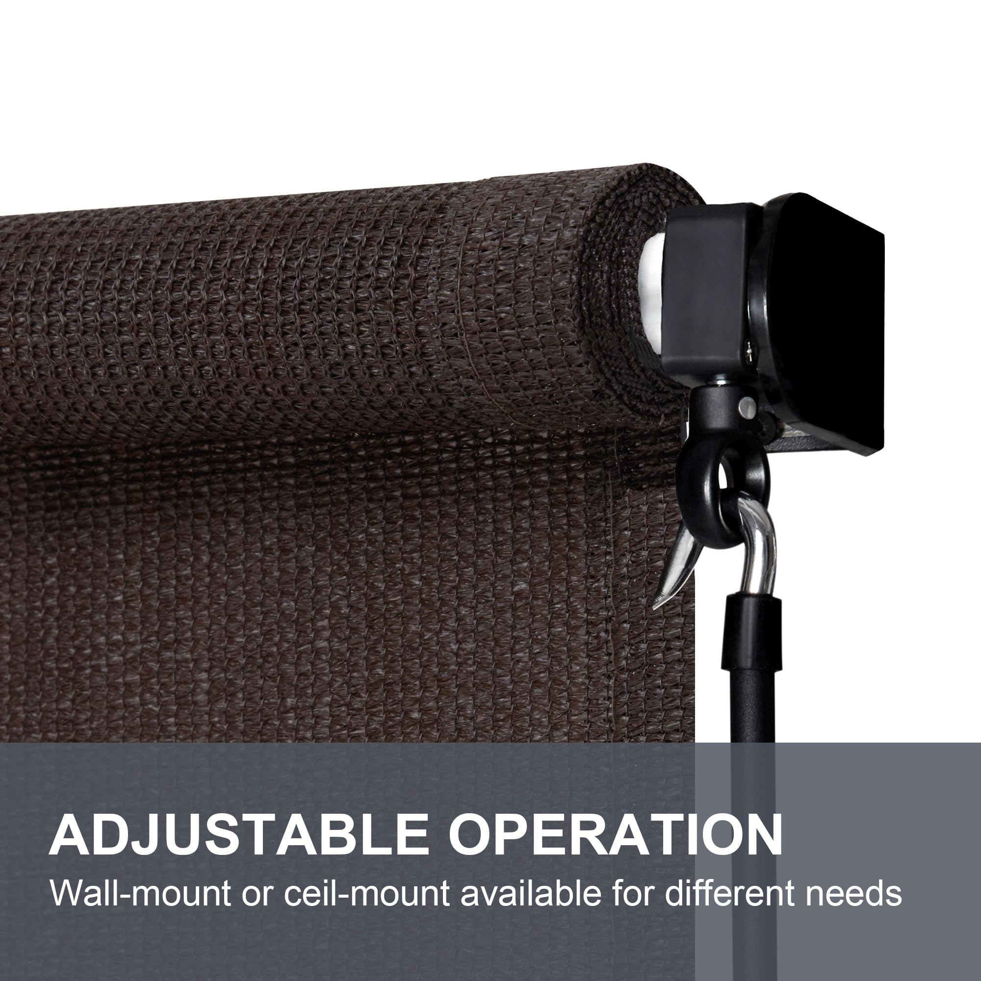 Vicllax Outdoor Roller Shade, Patio Cordless Blinds Roll Up Shade 6X6Ft, Chocolate
