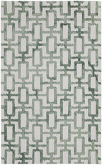 HomeRoots 511100 8 x 11 ft. Ivory & Green Wool Geometric Hand Tufted Handmade Rectangle Area Rug