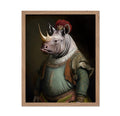 Poster Master Renaissance Animal Poster - Retro Funny Print - Gift for Artist, Friend - Aristocratic Rhino, Renaissance, Formal 