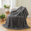 Newcosplay Super Soft Twin Blanket Grey Premium Silky Flannel Fleece 3D Clouds Stylish Jacquard Lightweight Bed Blanket All Seas