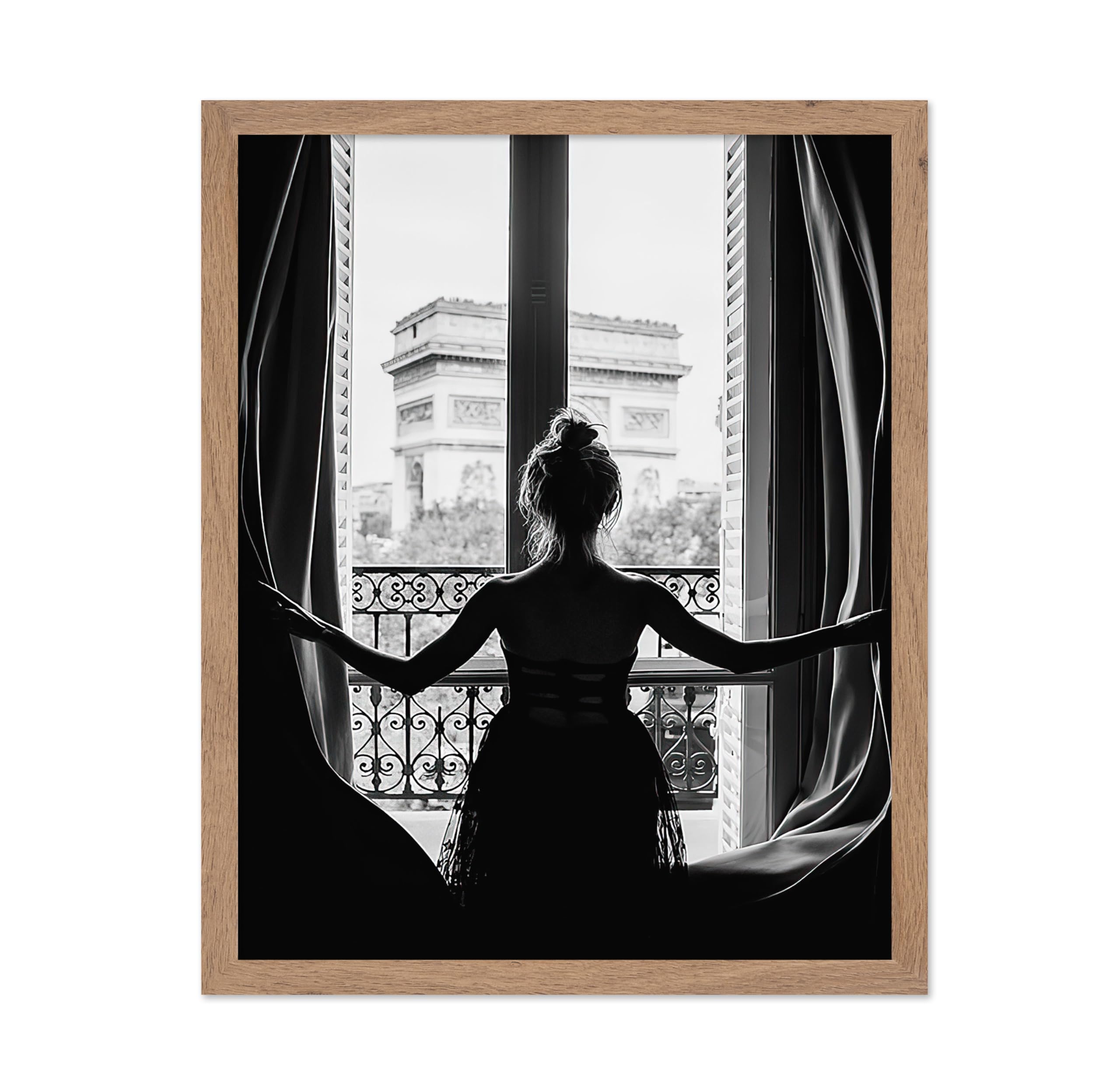 Poster Master Vintage Photograph Poster - Retro Minimalist Print - Girl In The Open Window, Black & White, Simple - Gift for Art
