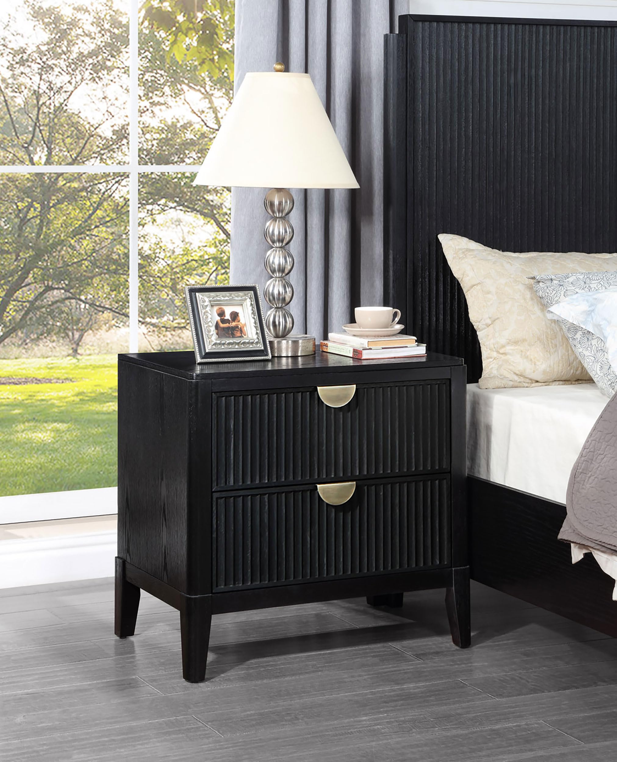 Coaster Home Furnishings Brookmead Transitional Wood 2-Drawer Bedroom Nightstand Bedside Table Organizer Unit Black 224712
