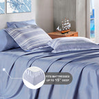Codi King Size Bedding Comforter Sets With Sheets, Blue White Striped Bed In A Bag Reversible For All Seasons, Modern Cationic D