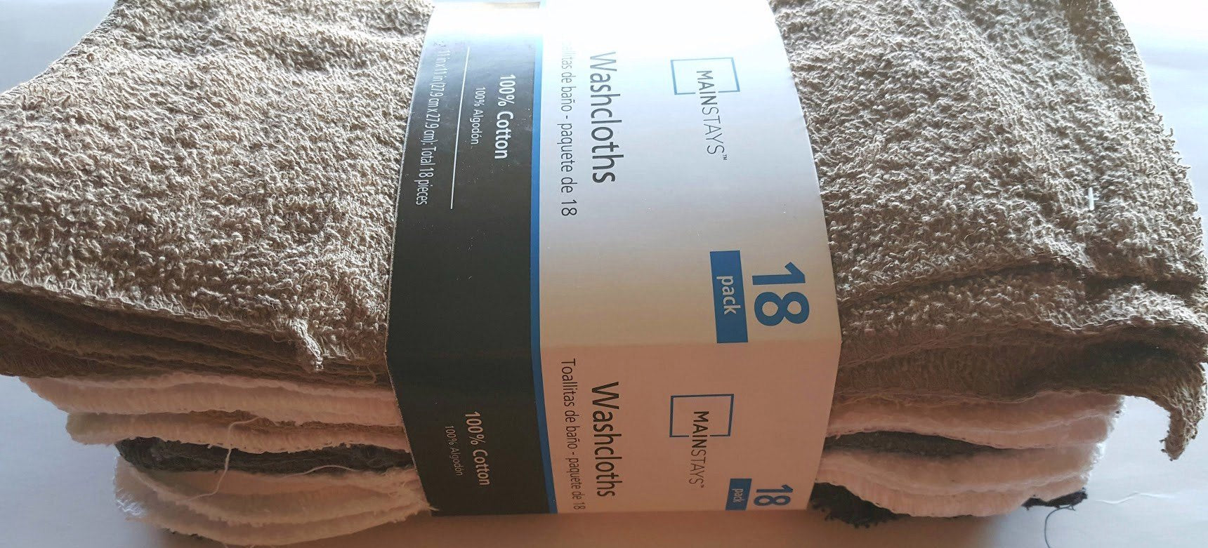 Mainstays 18 Pack Assorted Cotton Terry Thin Washcloths Rags (Bwwgb)