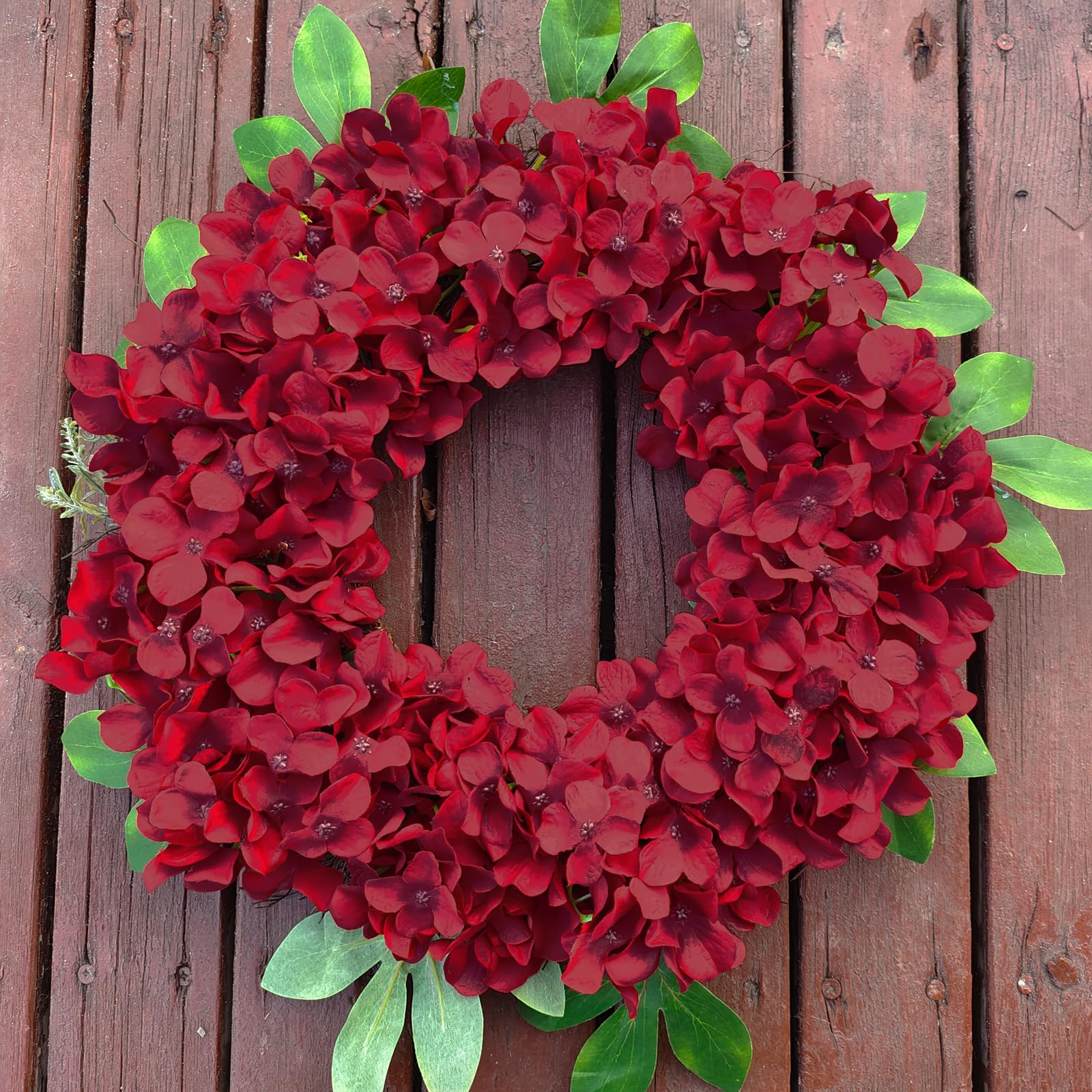 Cherica 20 Pcs Dark Red Hydrangea Artificial Flowers Bulk, Faux Hydrangea Flowers Heads, Artificial Fake Silk Hydrangea Flowers