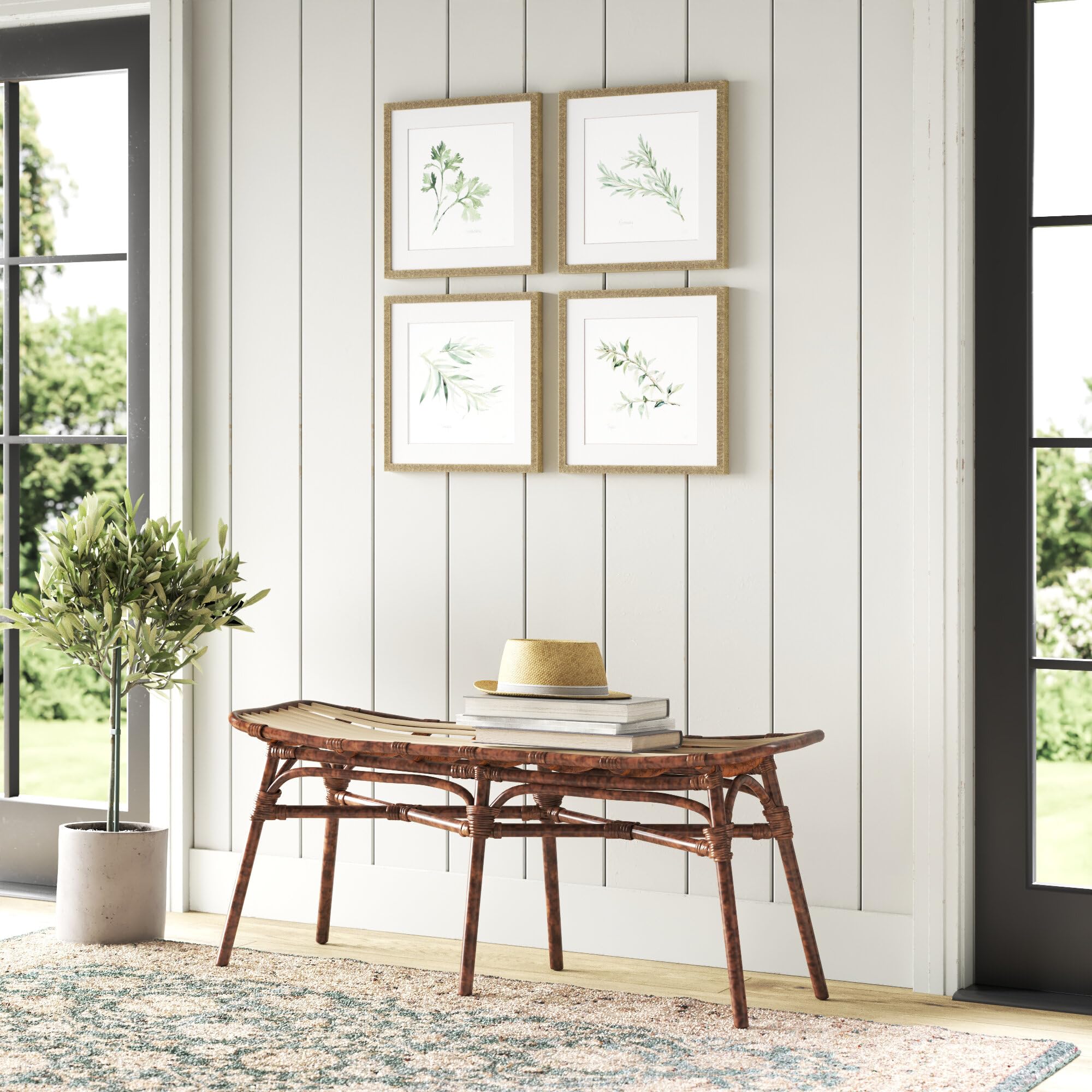 New Pacific Direct Beyla Rattan Benches, Marble Brown