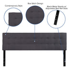 Flash Furniture Bedford Tufted Upholstered King Size Headboard In Dark Gray Fabric